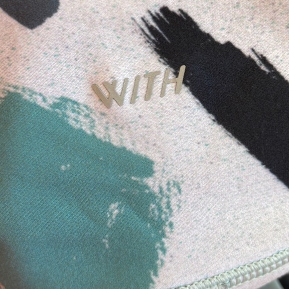 Peloton X WITH Modern High Waist Capri Leggings Teal White Purple Size XS - Picture 11 of 16